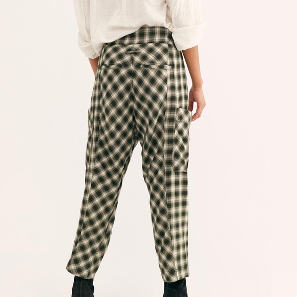 Free people drop it low Herman pants green plaid - Picture 3 of 4